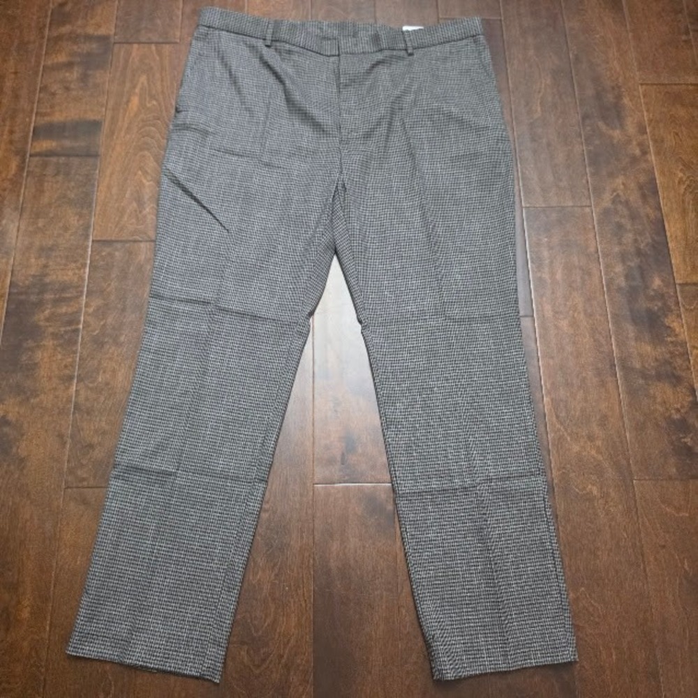 Tommy Hilfiger Tate Dress Pants Mens 42x32 NWT Brown Gray Houndstooth Plaid